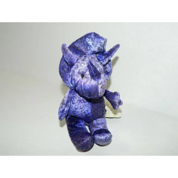 Russ Mystic Zonies Purple Triceratops TYRA 7" Plush Beanbag Dinosaur w Tags VTG - Picture 6 of 6